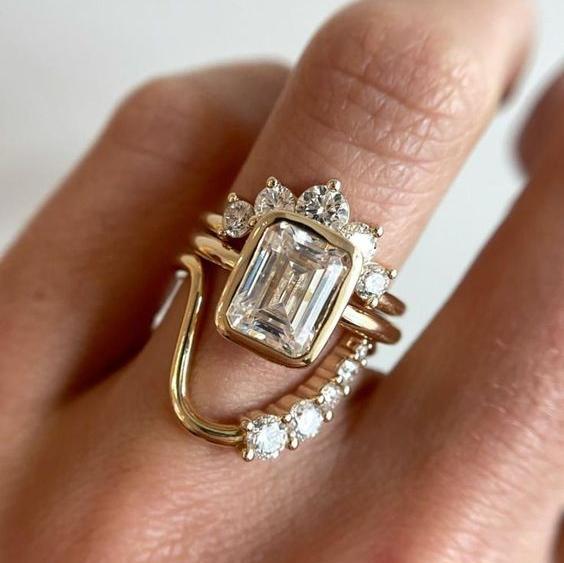 Vintage Elegant Glas Gyllene Ring