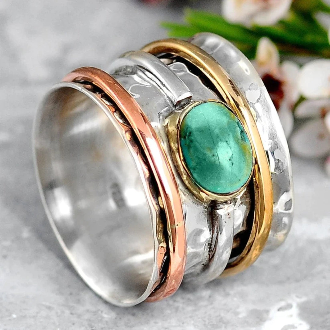 Vintage ring med turkos sten i silver