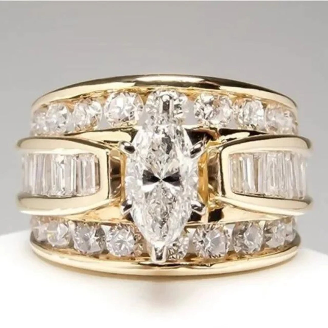 Vintage guldpläterad ring med zirkonia