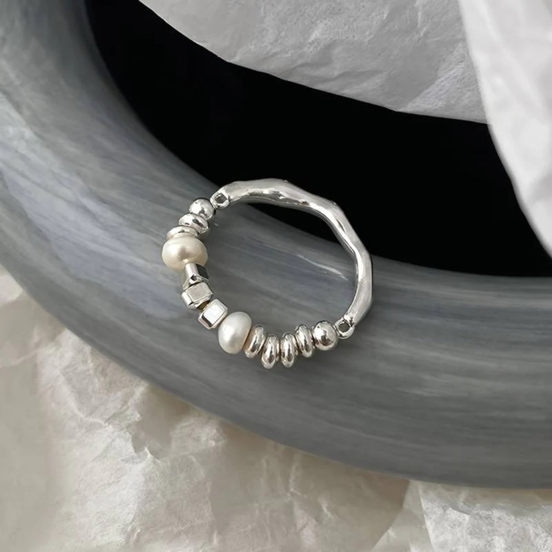Vintage silverring med pärla