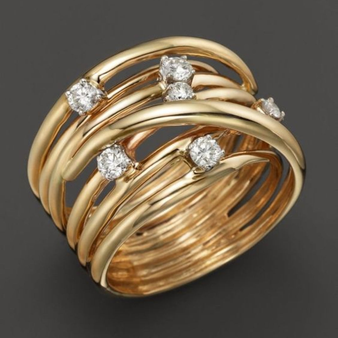 Ring med vintage zirkonia i guld
