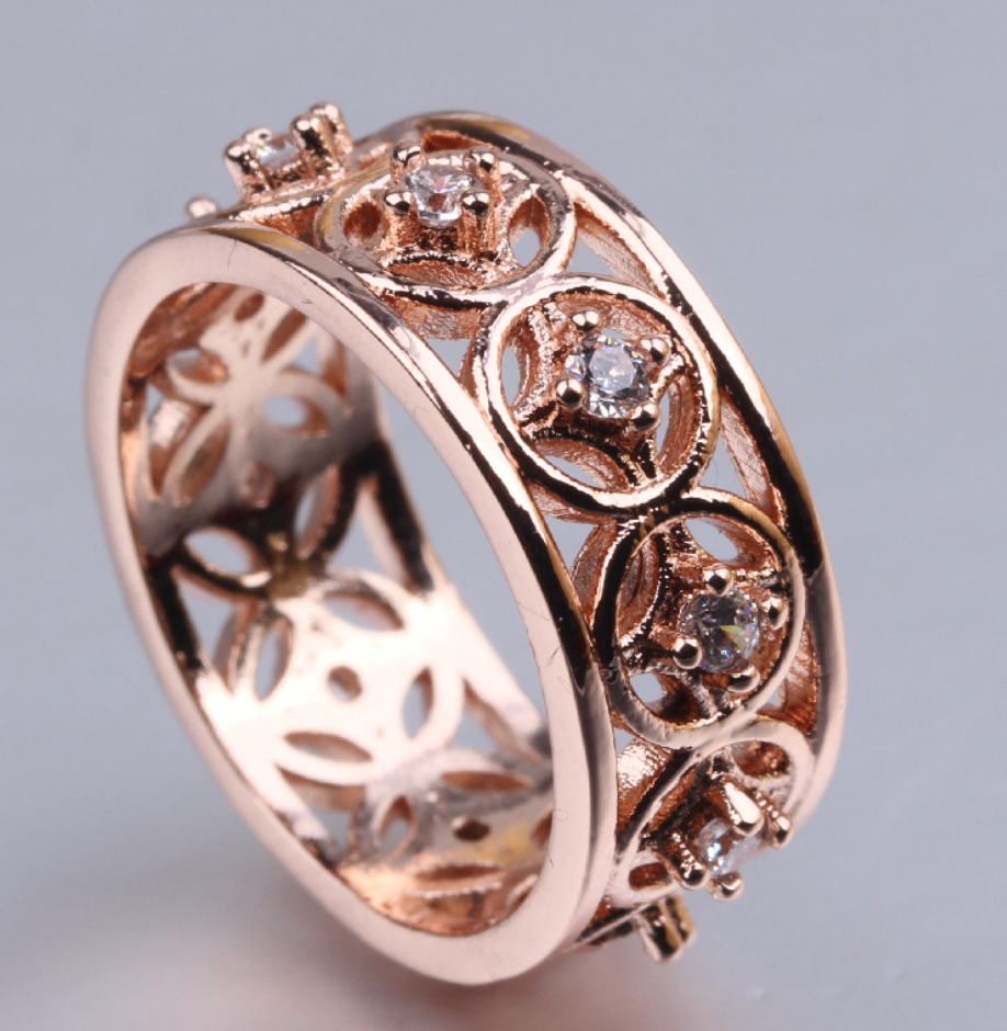 Vintage ihålig ring i roséguld
