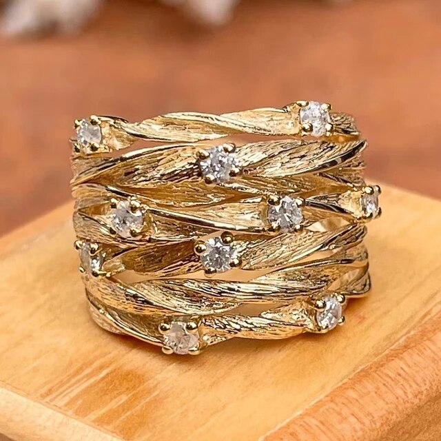 Vintage guldring med zirkonia
