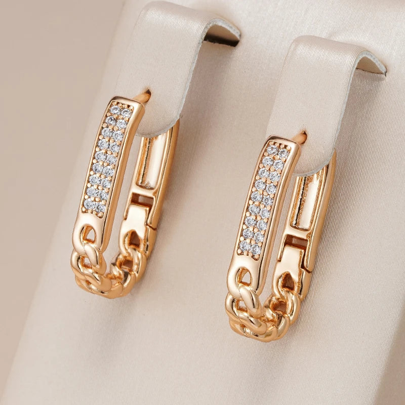 Elegant Guld Zirconia Kedje Örhängen