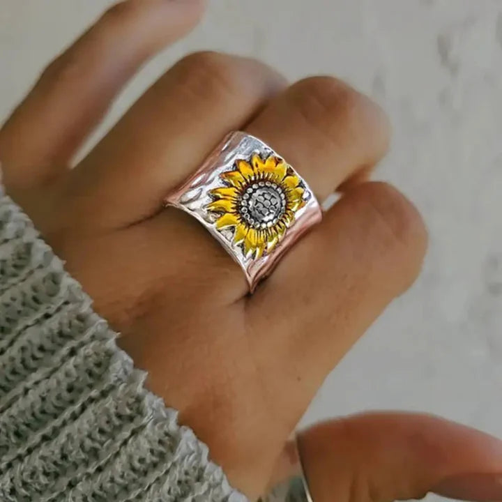 Solrosstig silverring