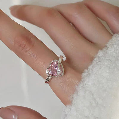 Sterling Silver Rose Crystal hjärta örhängen och ring
