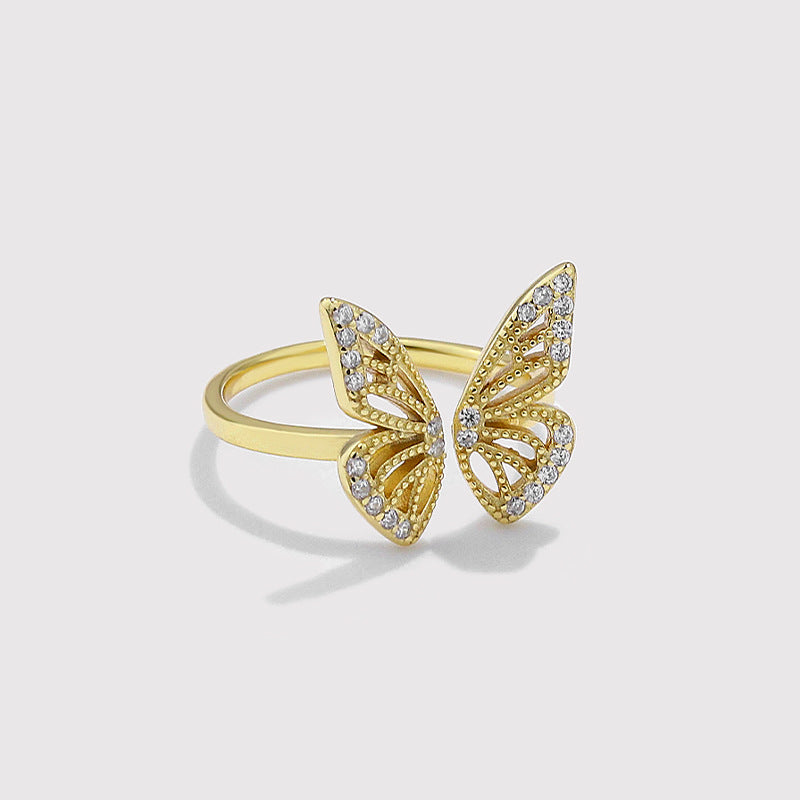 Guldpläterad Fjäril Ring med Zirconias