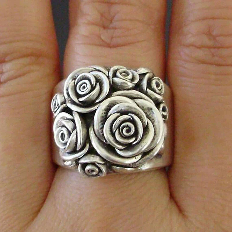 Vintage silverpläterad rosring