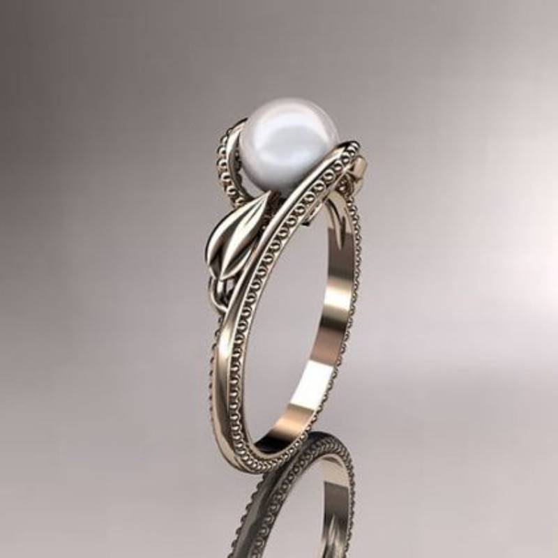 Vintage silverring med pärla