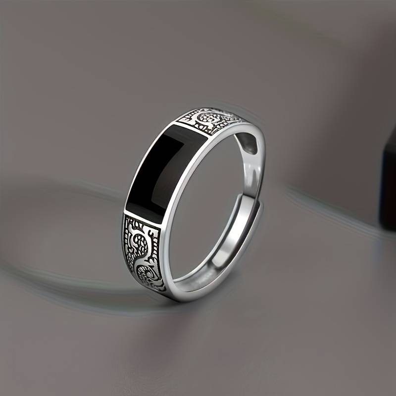 Vintage ring i silver och svart