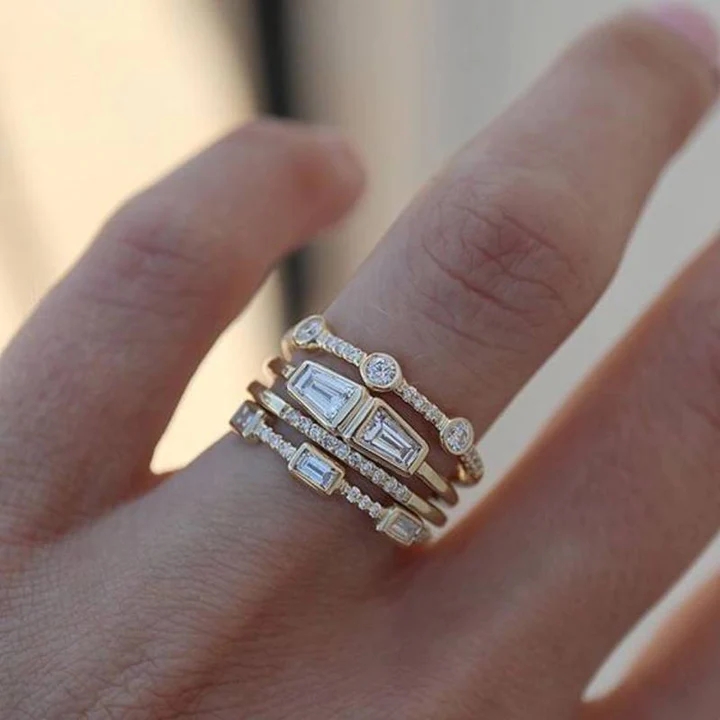 Vintage ringpar i guld och zirkonia