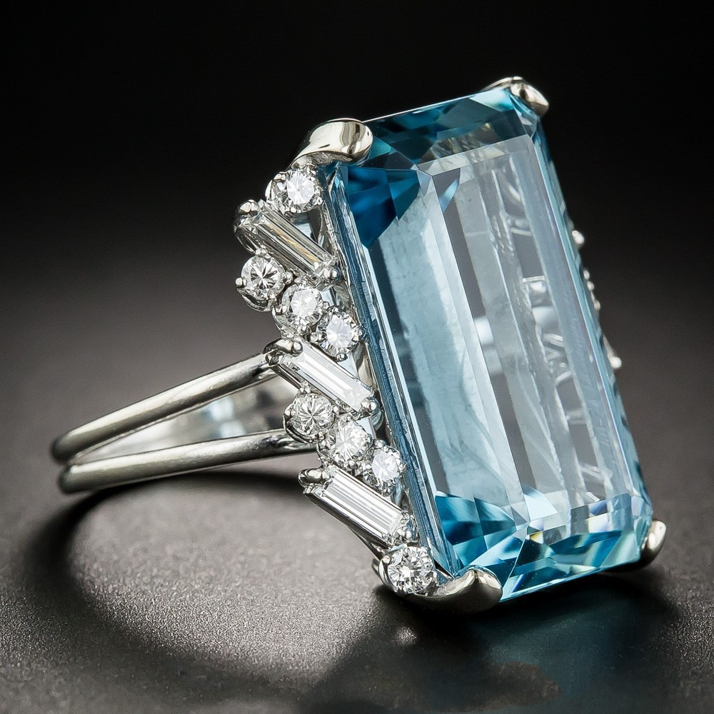 Vintage kristallblå ring