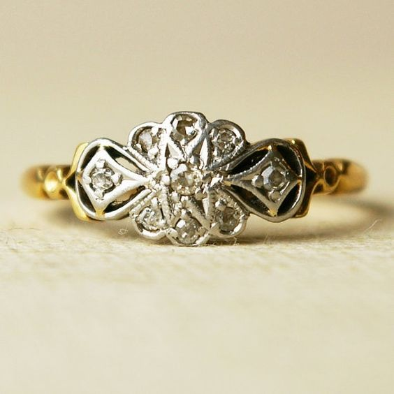 Vintage Mandala-ring i silver och guld
