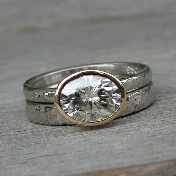 Vintage dubbel silverring med zirkonia