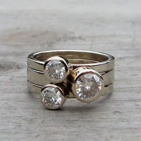 Vintage Trippel Zirkonia Layered Ring
