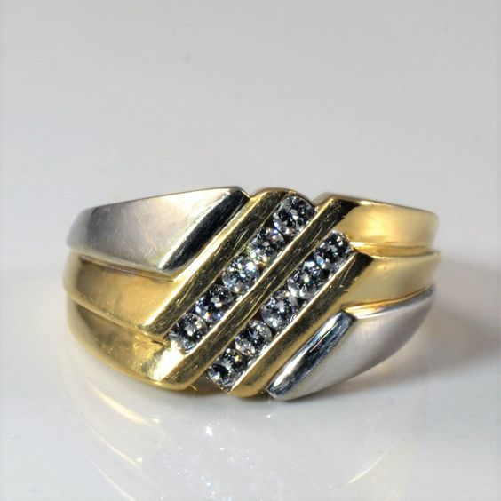 Vintage guld- och silverring med zirkonia