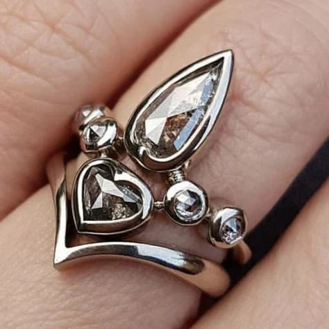 Vintage oval kristall silverring