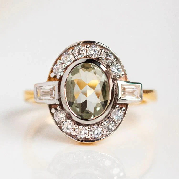 Vintage kristallgrön ring