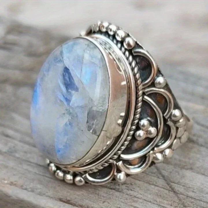 Vintage silverring med månsten